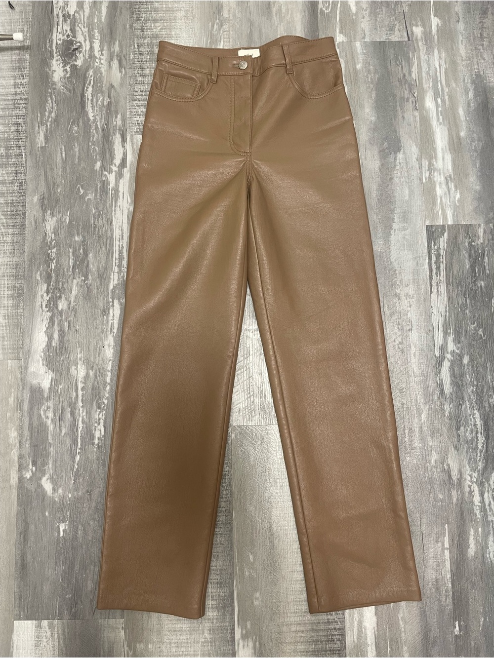 Wilfred Tan Faux Leather Pants